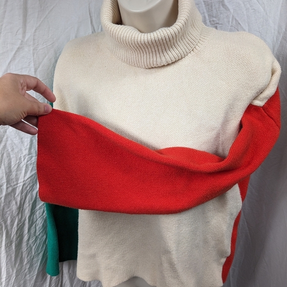 Miracle Tri-Tone Turtleneck Slit Back Sweater Sz M/L - Picture 5 of 9